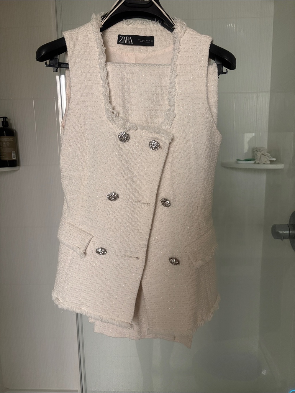 ZARA Tweed Double-Breasted Sleeveless Vest set